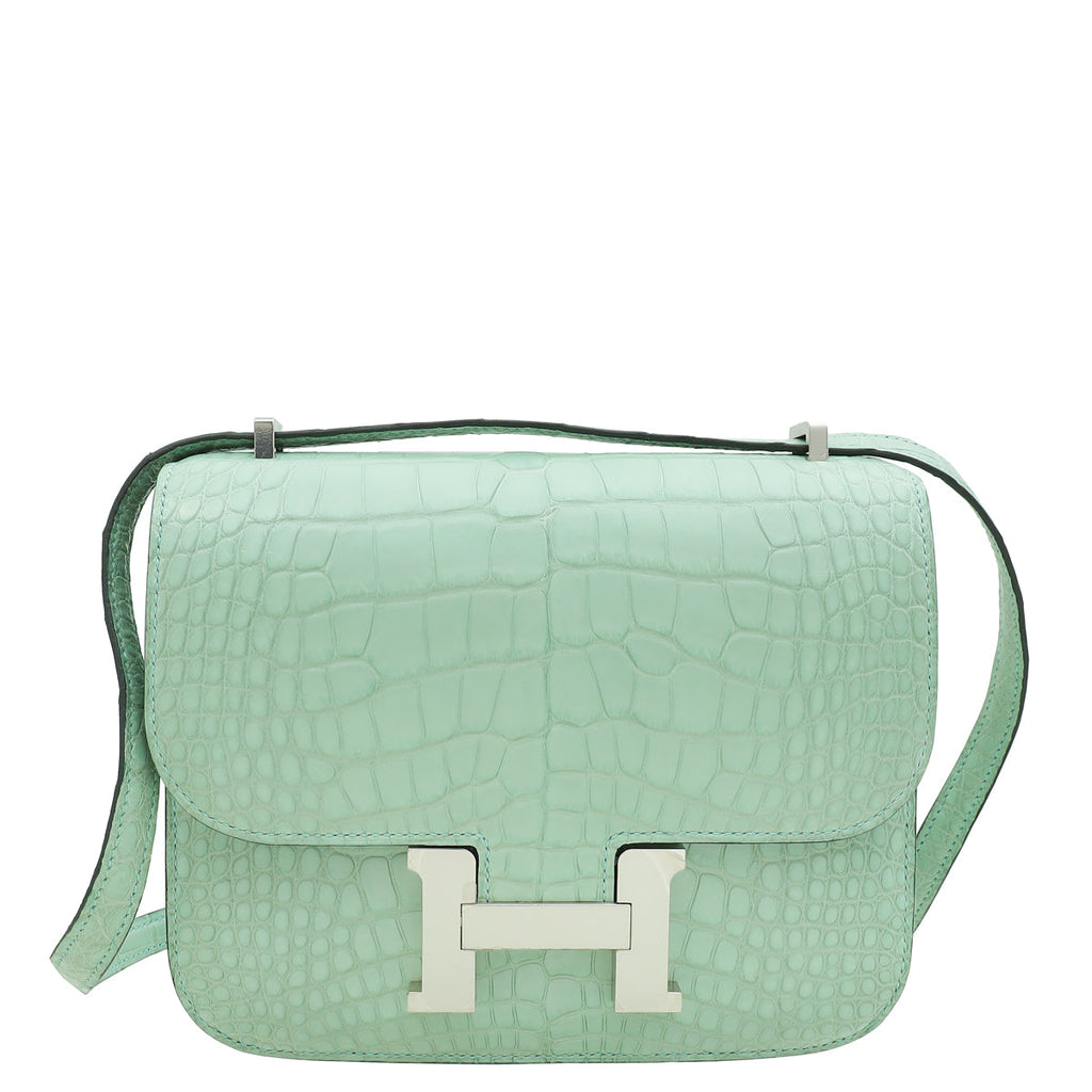 Hermes Vert D'eau Constance III Mini 18 Matte Alligator Mississippiensis Bag