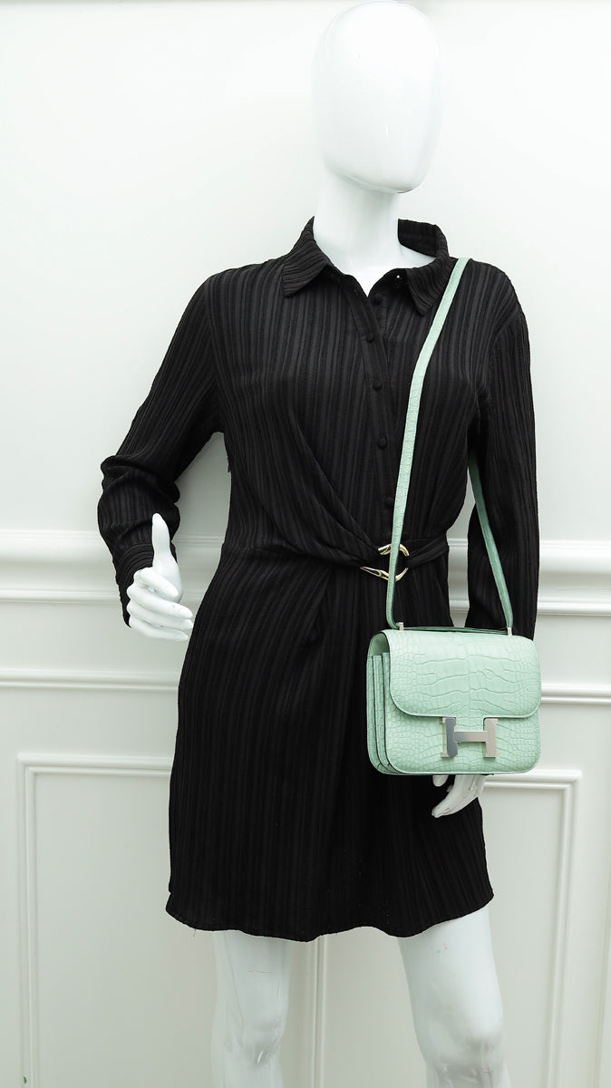 Hermes Vert D'eau Constance III Mini 18 Matte Alligator Mississippiensis Bag