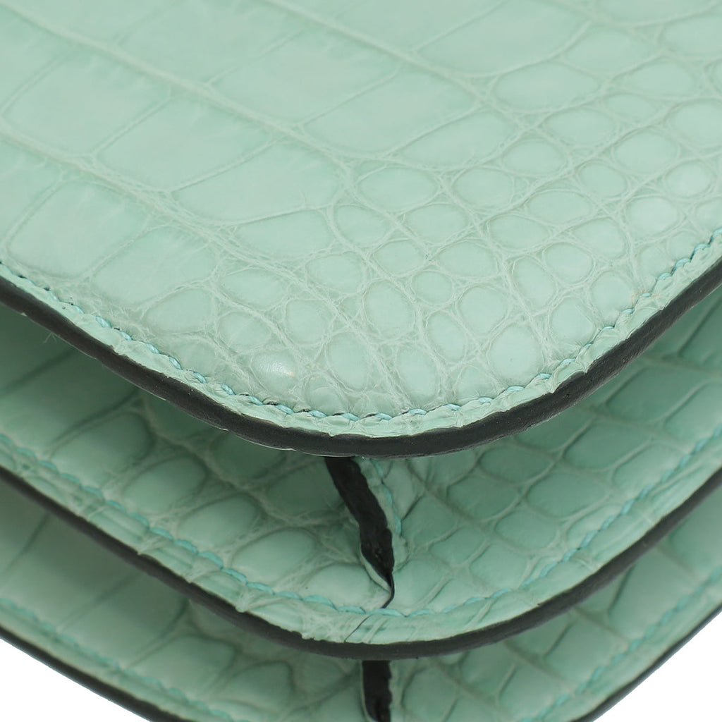 Hermes Vert D'eau Constance III Mini 18 Matte Alligator Mississippiensis Bag