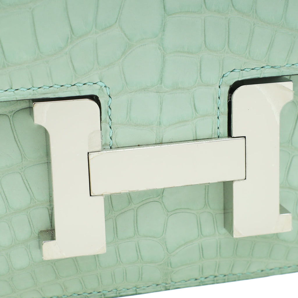 Hermes Vert D'eau Constance III Mini 18 Matte Alligator Mississippiensis Bag