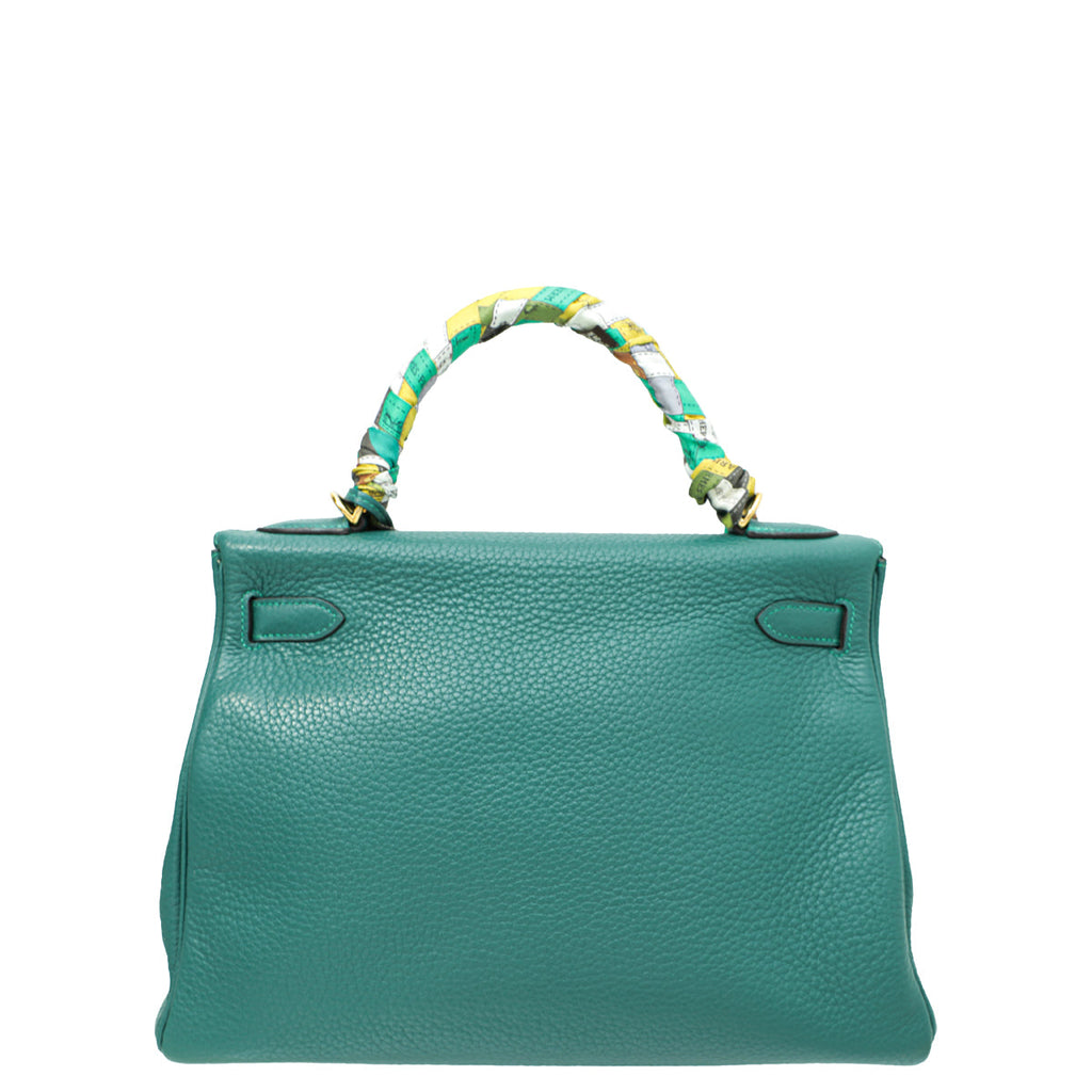 Hermes Malachite Retourne Kelly 32 Bag W/ Twilly