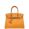 Hermes Cognac Ostrich Birkin 30 Bag