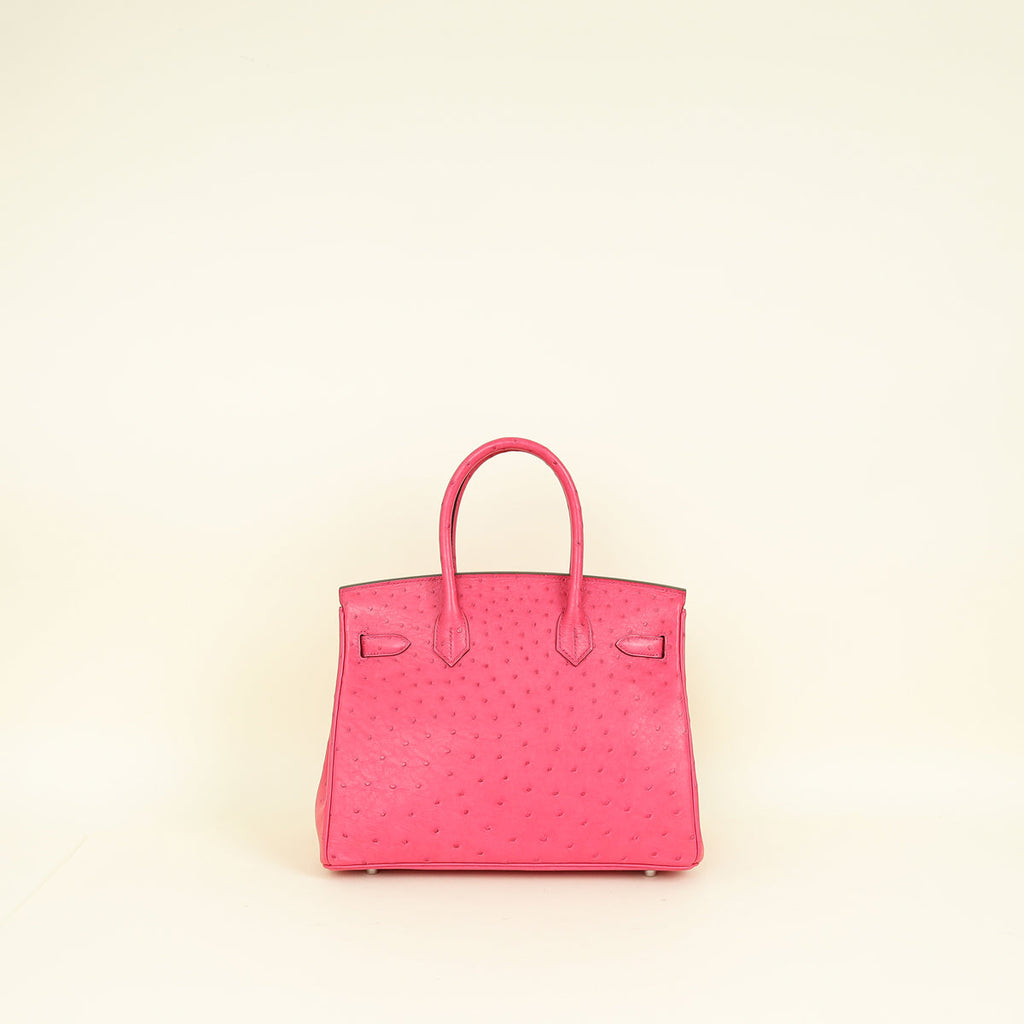 Hermes Fuchsia Ostrich Retourne Birkin 30 Bag