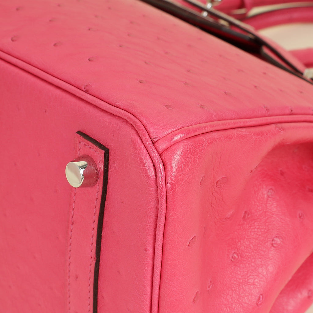 Hermes Fuchsia Ostrich Retourne Birkin 30 Bag