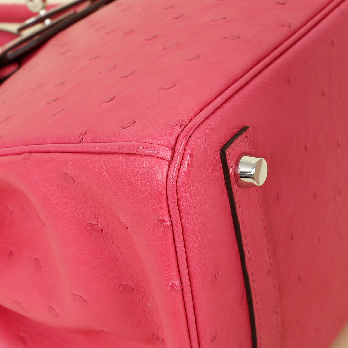 Hermes Fuchsia Ostrich Retourne Birkin 30 Bag