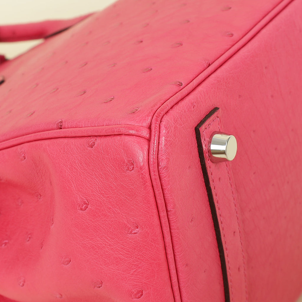 Hermes Fuchsia Ostrich Retourne Birkin 30 Bag