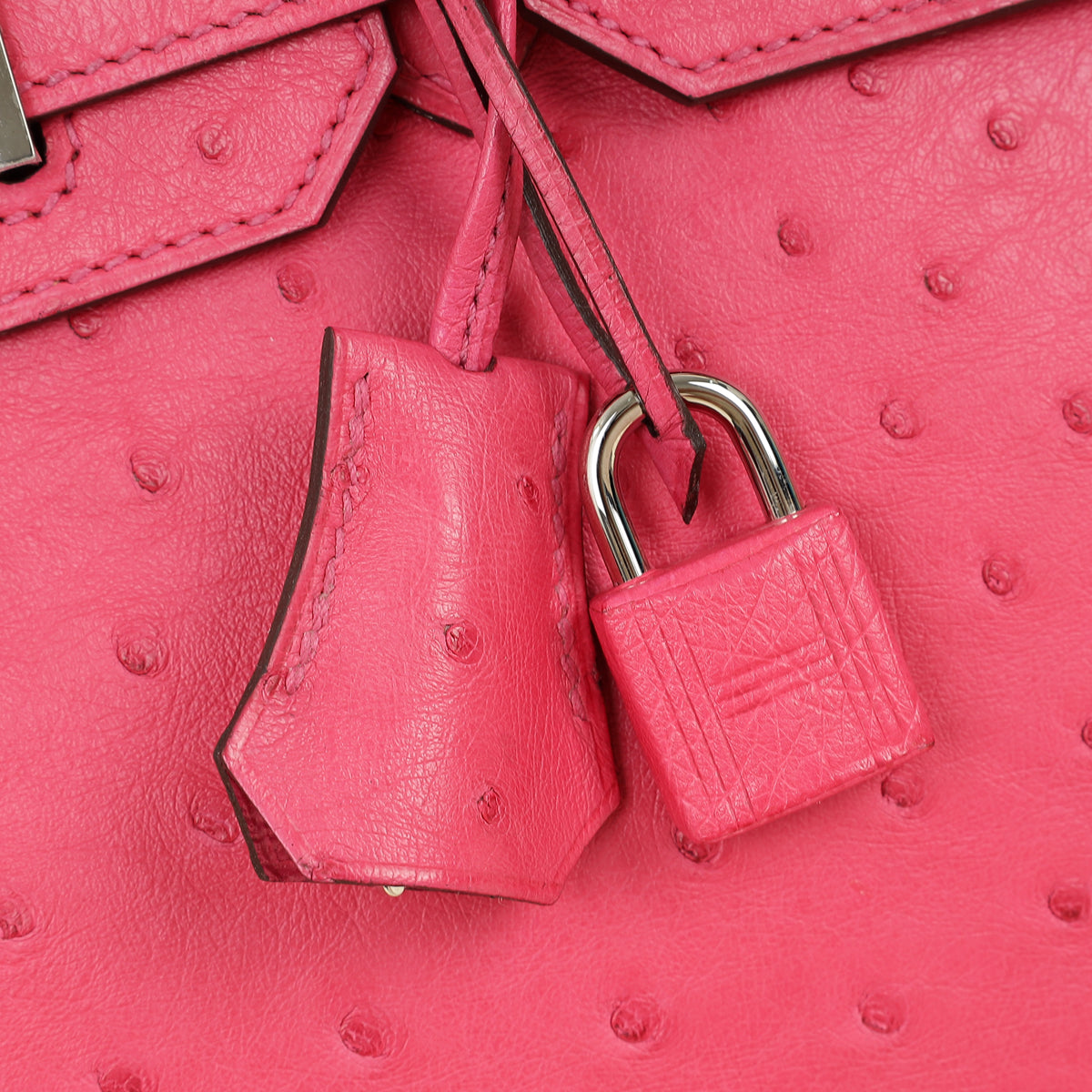 Hermes Fuchsia Ostrich Retourne Birkin 30 Bag