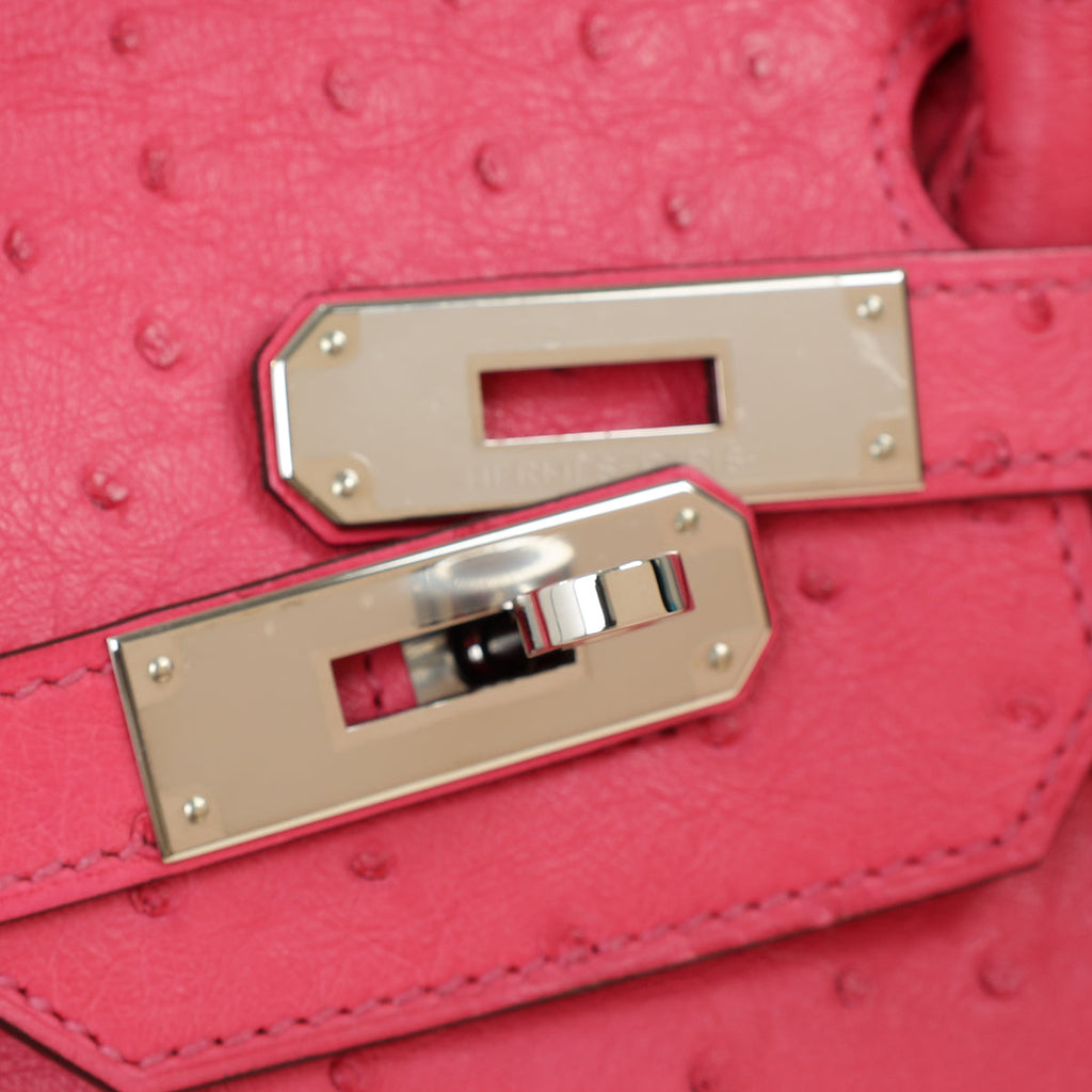 Hermes Fuchsia Ostrich Retourne Birkin 30 Bag