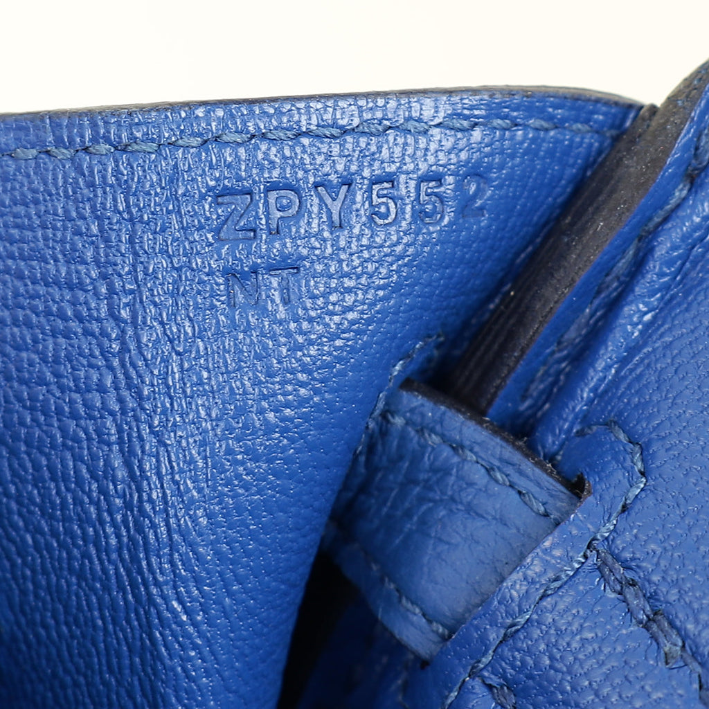 Hermes Bleu France Retourne Birkin 25 Bag