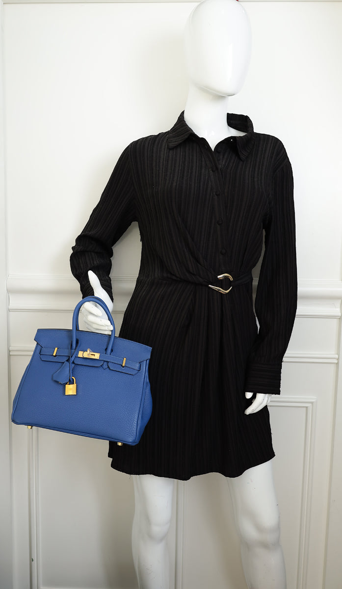 Hermes Bleu France Retourne Birkin 25 Bag