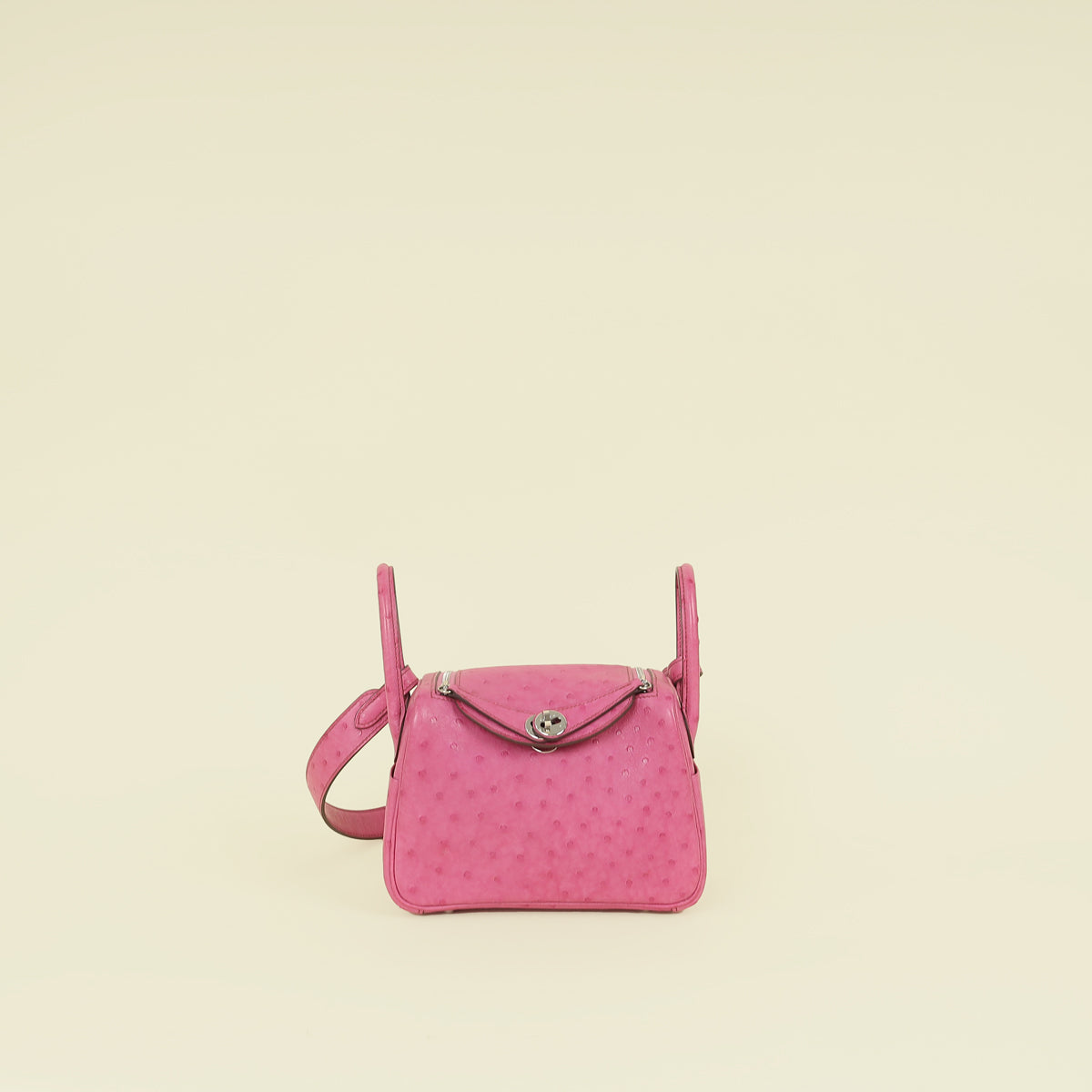 Hermes Fuchsia Mini Lindy Ostrich Bag