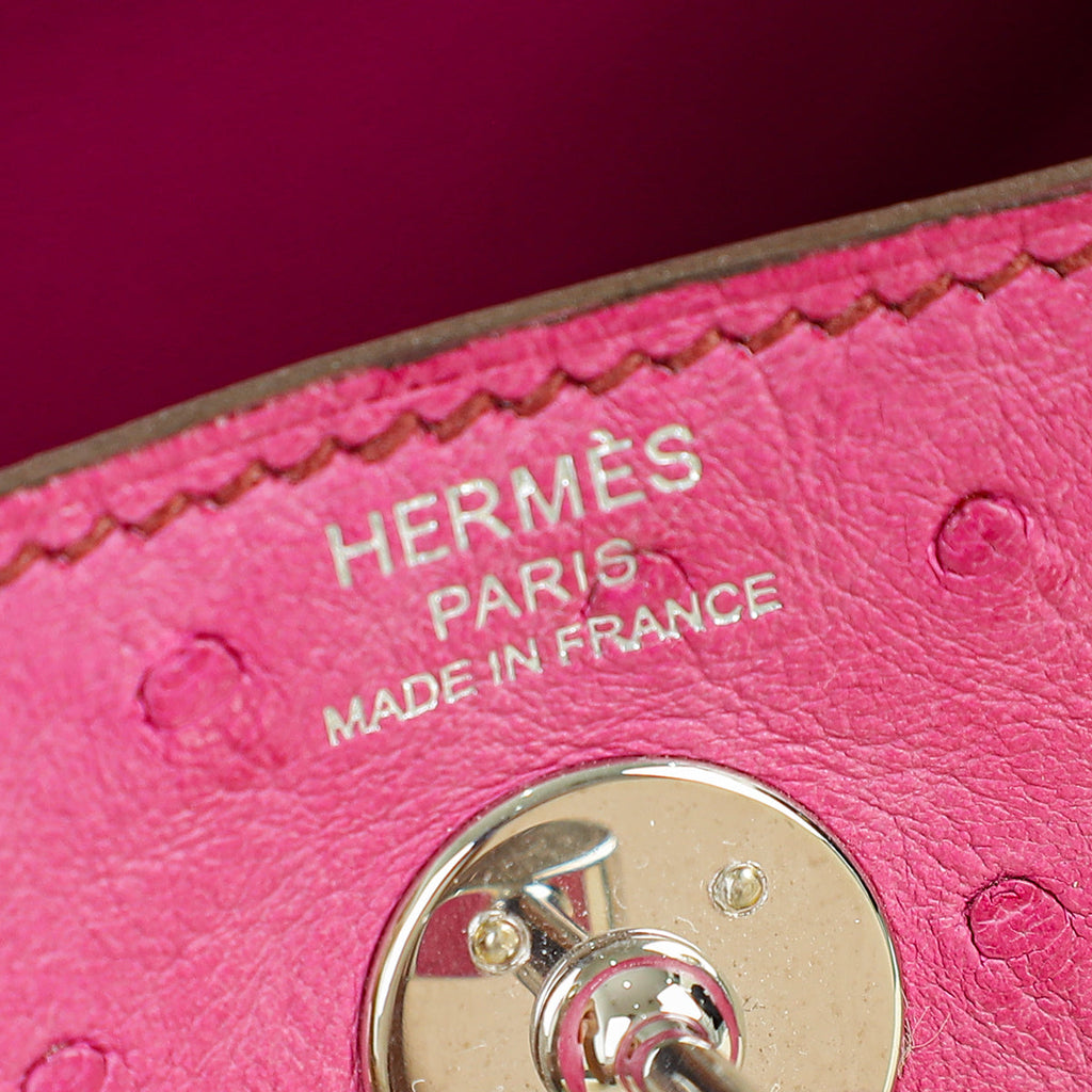 Hermes Fuchsia Mini Lindy Ostrich Bag