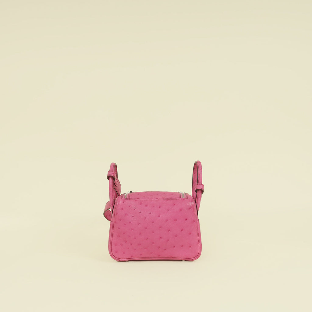 Hermes Fuchsia Mini Lindy Ostrich Bag