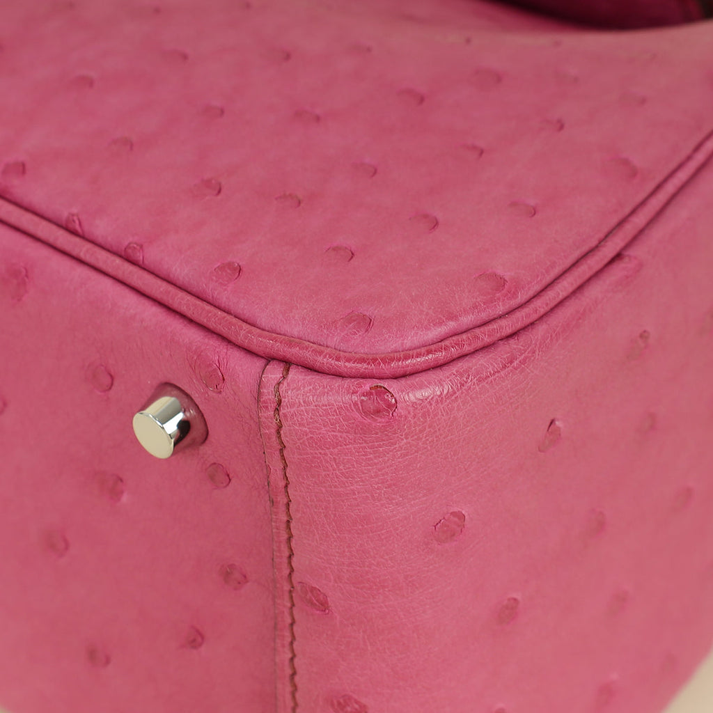 Hermes Fuchsia Mini Lindy Ostrich Bag