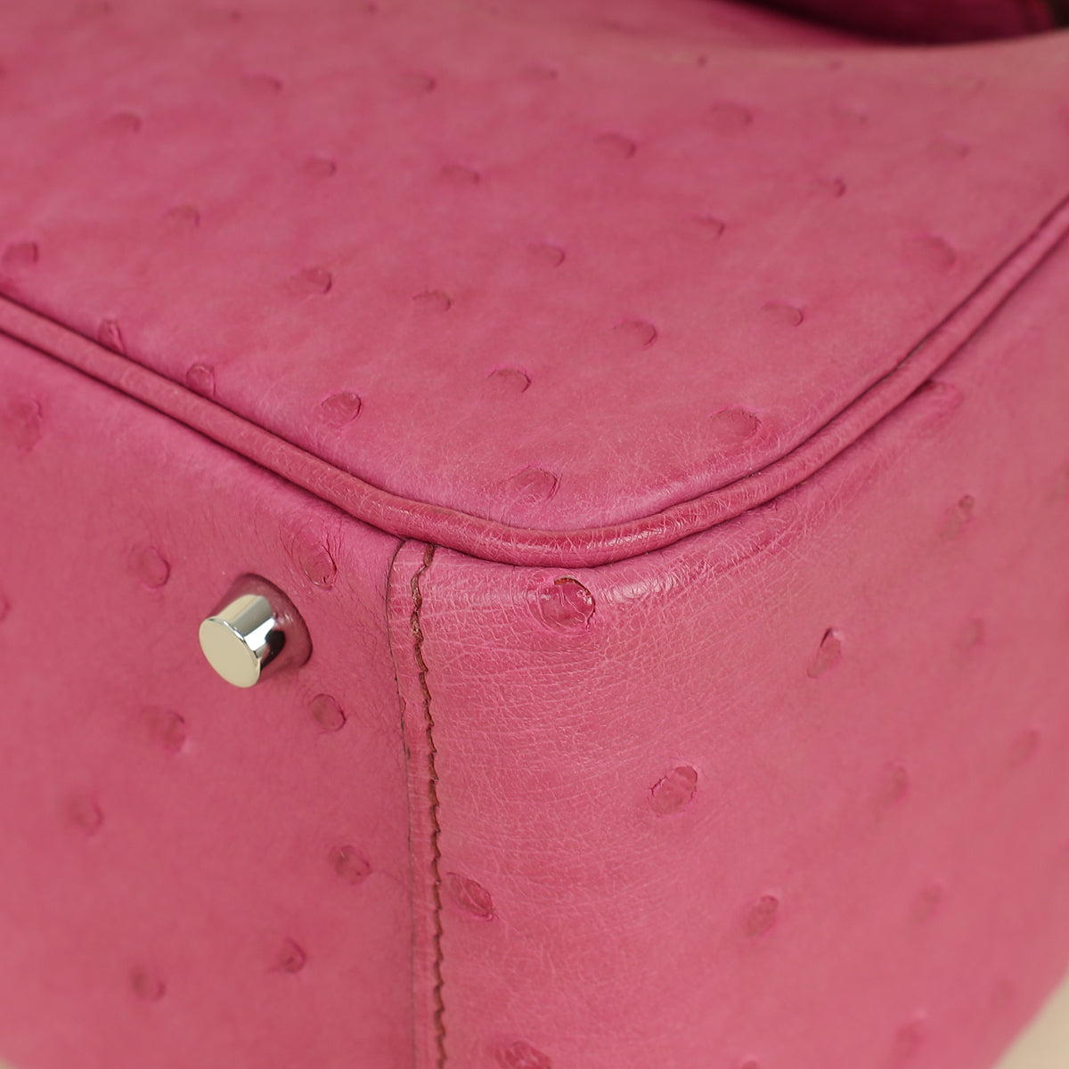 Hermes Fuchsia Mini Lindy Ostrich Bag