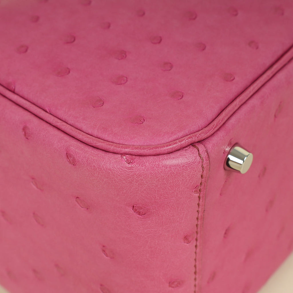 Hermes Fuchsia Mini Lindy Ostrich Bag