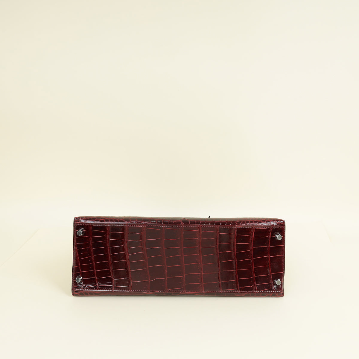 Hermes Bordeaux Shiny Porosus Crocodile Sellier Kelly 35 Bag
