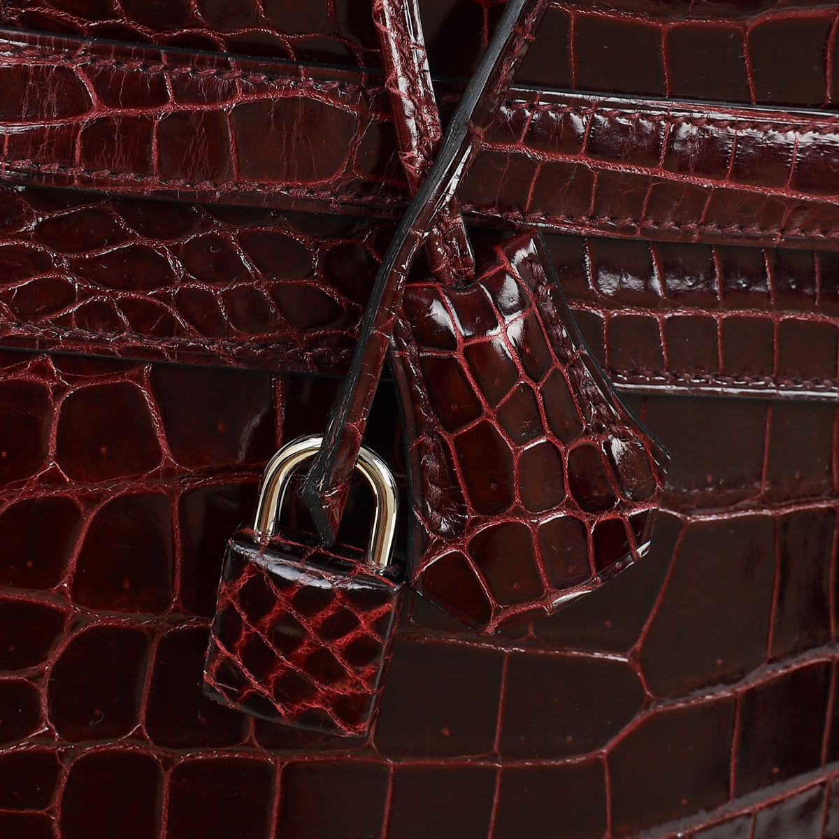Hermes Bordeaux Shiny Porosus Crocodile Sellier Kelly 35 Bag