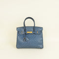 Hermes Mykonos Blue Ostrich Retourne Birkin 30 Bag