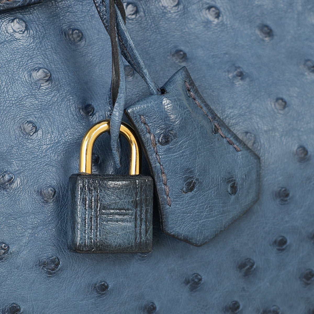 Hermes Mykonos Blue Ostrich Retourne Birkin 30 Bag