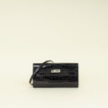 Hermes Noir Kelly To Go Shiny Alligator Wallet