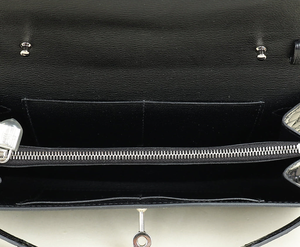 Hermes Noir Kelly To Go Shiny Alligator Wallet