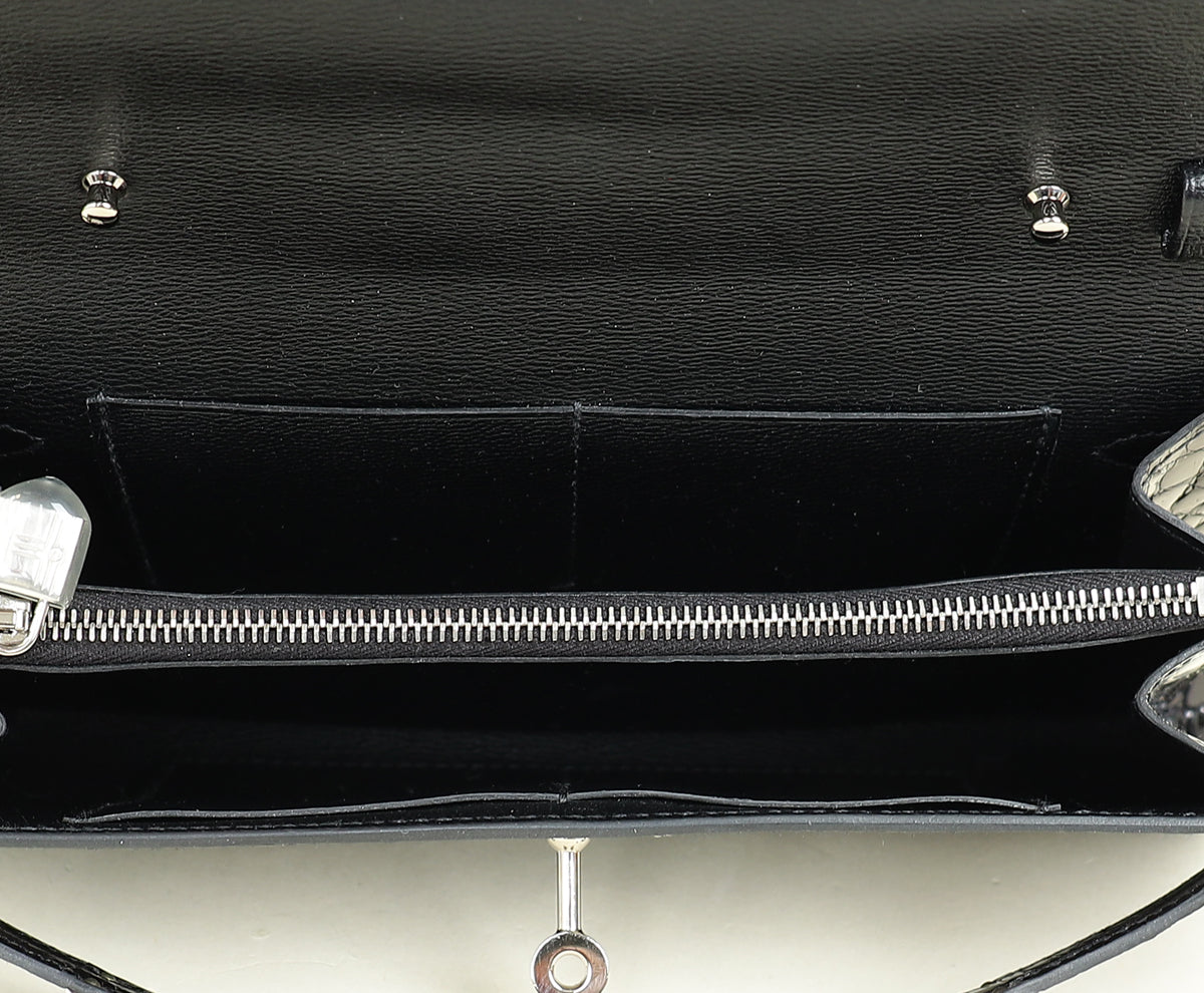 Hermes Noir Kelly To Go Shiny Alligator Wallet