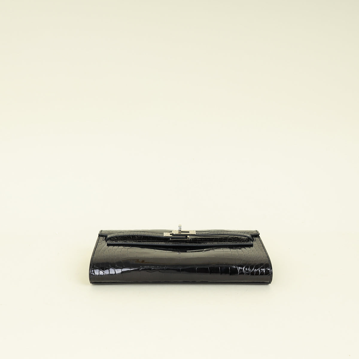 Hermes Noir Kelly To Go Shiny Alligator Wallet