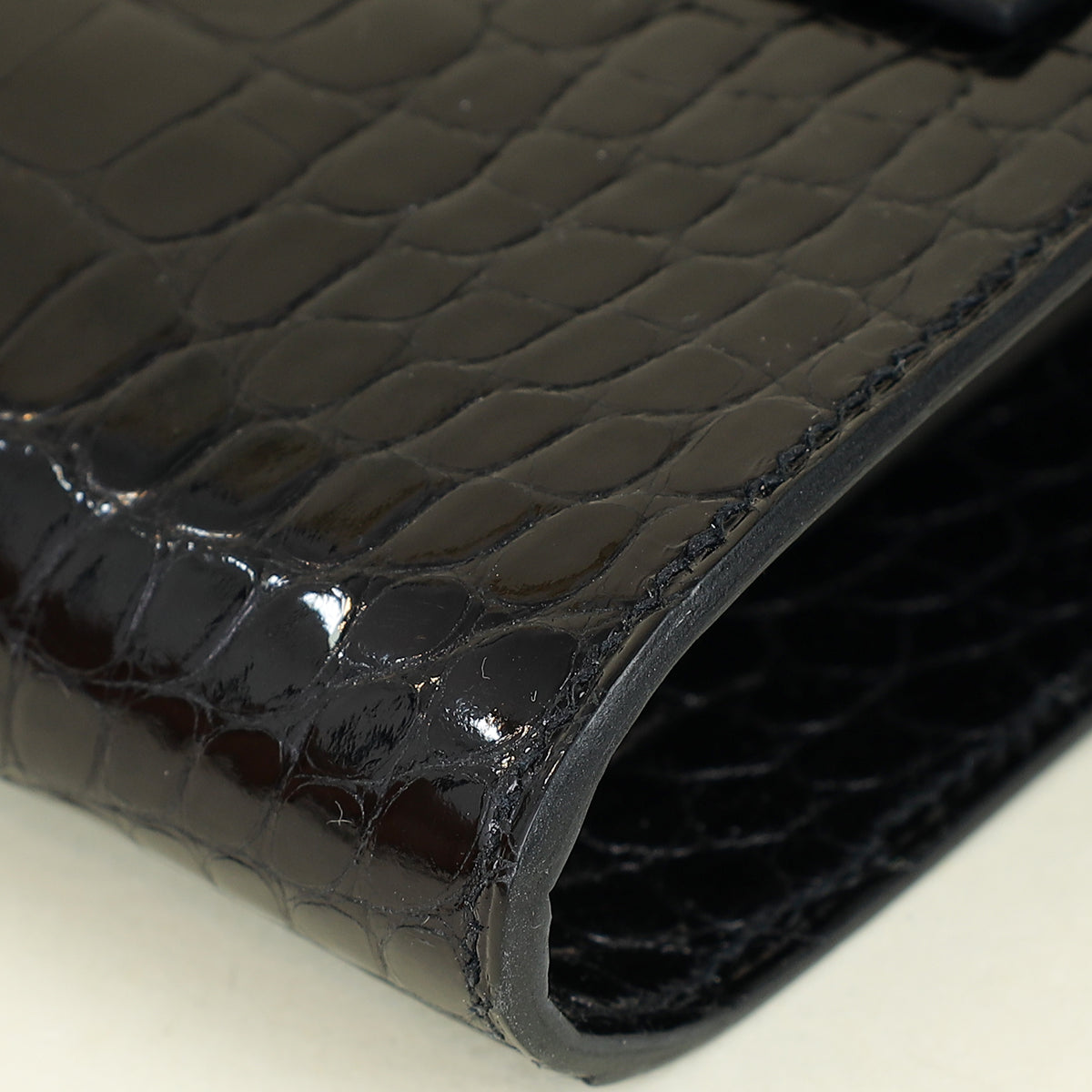 Hermes Noir Kelly To Go Shiny Alligator Wallet