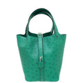 Hermes Vert Vertigo Ostrich Picotin Lock 18 Bag