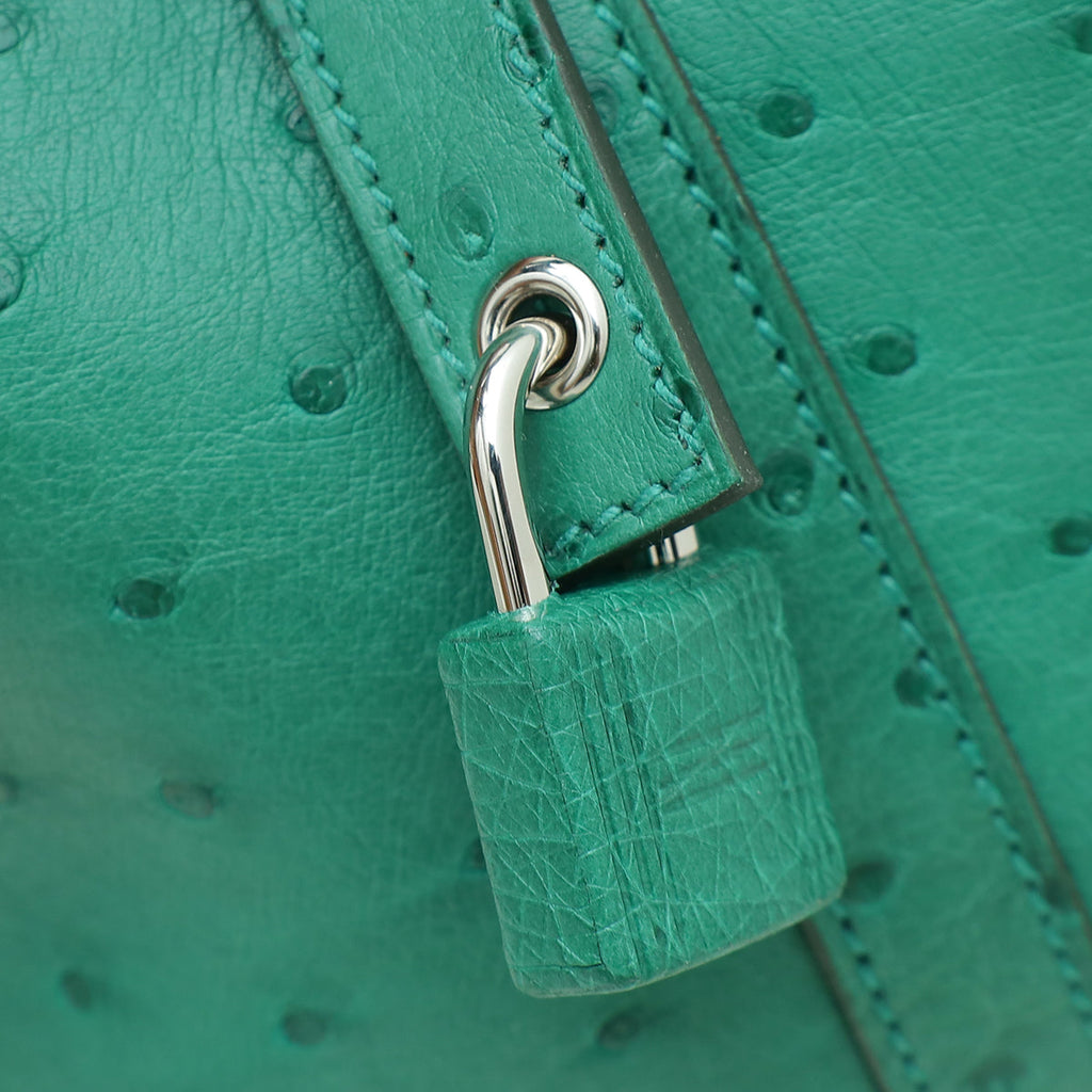 Hermes Vert Vertigo Ostrich Picotin Lock 18 Bag