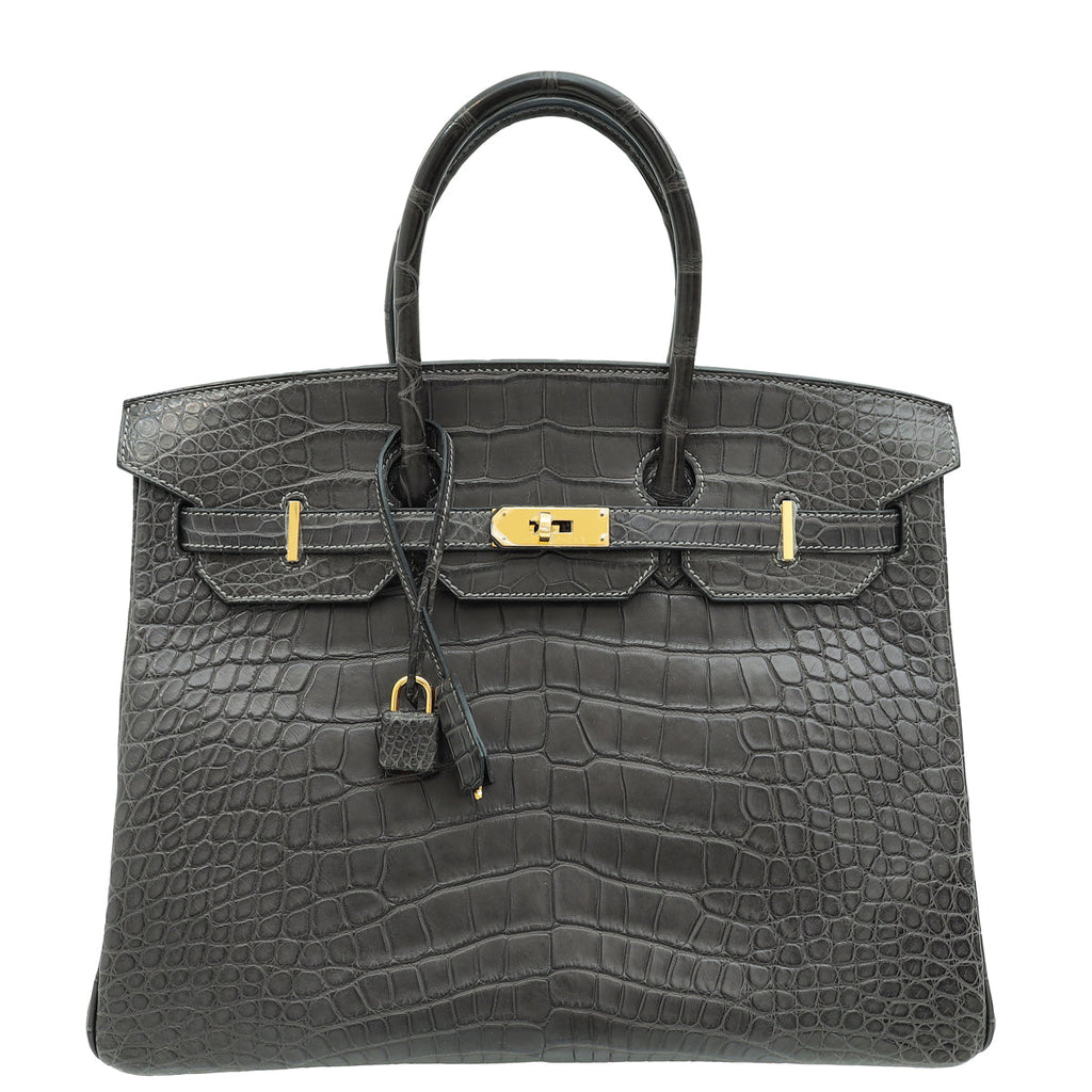 Hermes Graphite Matte Alligator Birkin 35 Bag