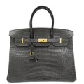 Hermes Graphite Matte Alligator Birkin 35 Bag