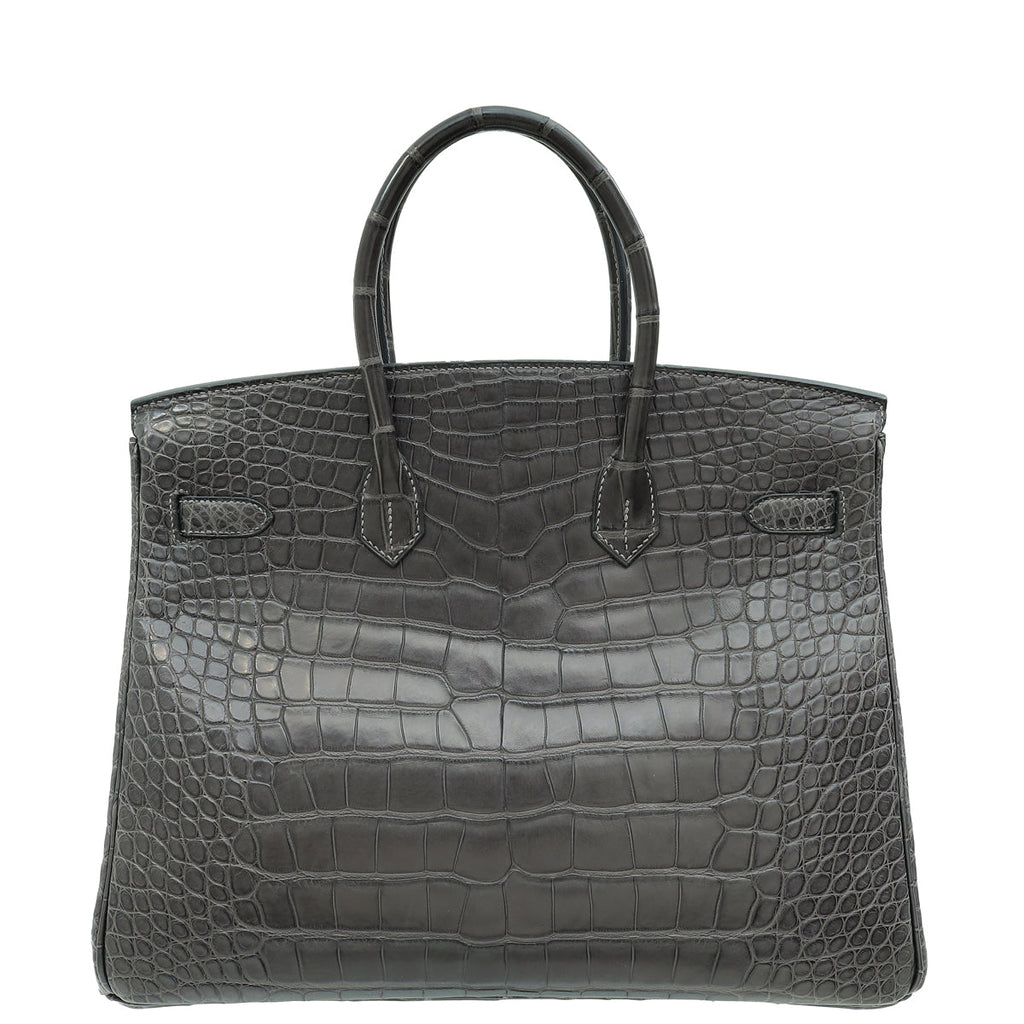 Hermes Graphite Matte Alligator Birkin 35 Bag