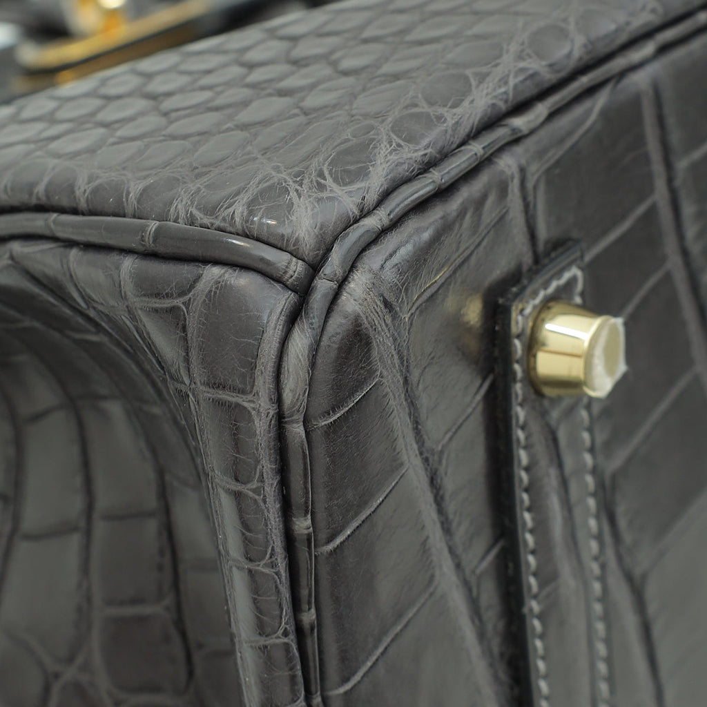 Hermes Graphite Matte Alligator Birkin 35 Bag