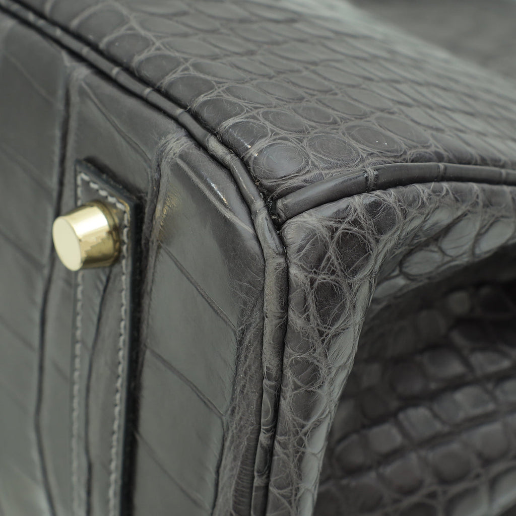 Hermes Graphite Matte Alligator Birkin 35 Bag