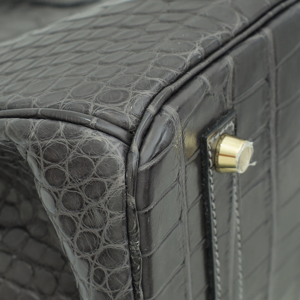 Hermes Graphite Matte Alligator Birkin 35 Bag