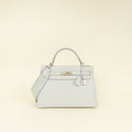 Hermes Gris Perle Retourne Kelly 32 Bag w/ Toile Sangle Strap