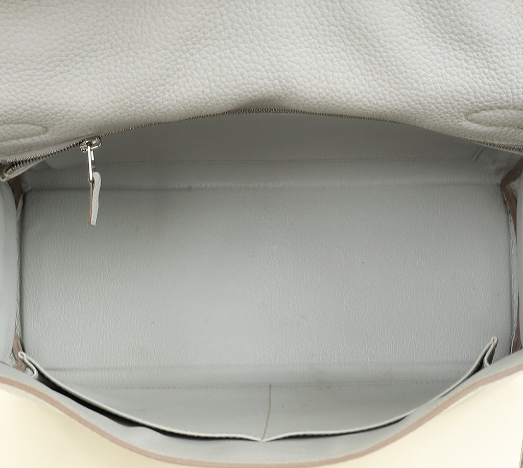Hermes Gris Perle Retourne Kelly 32 Bag w/ Toile Sangle Strap