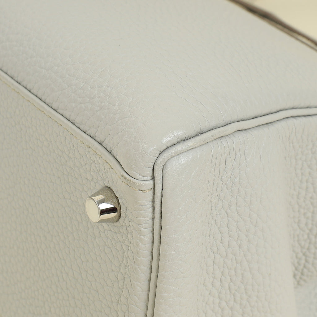 Hermes Gris Perle Retourne Kelly 32 Bag w/ Toile Sangle Strap