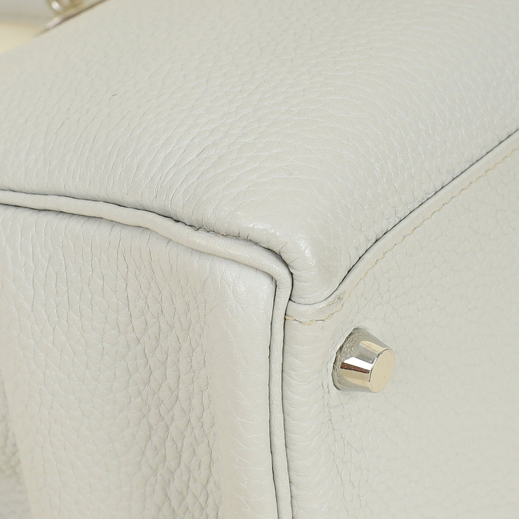 Hermes Gris Perle Retourne Kelly 32 Bag w/ Toile Sangle Strap