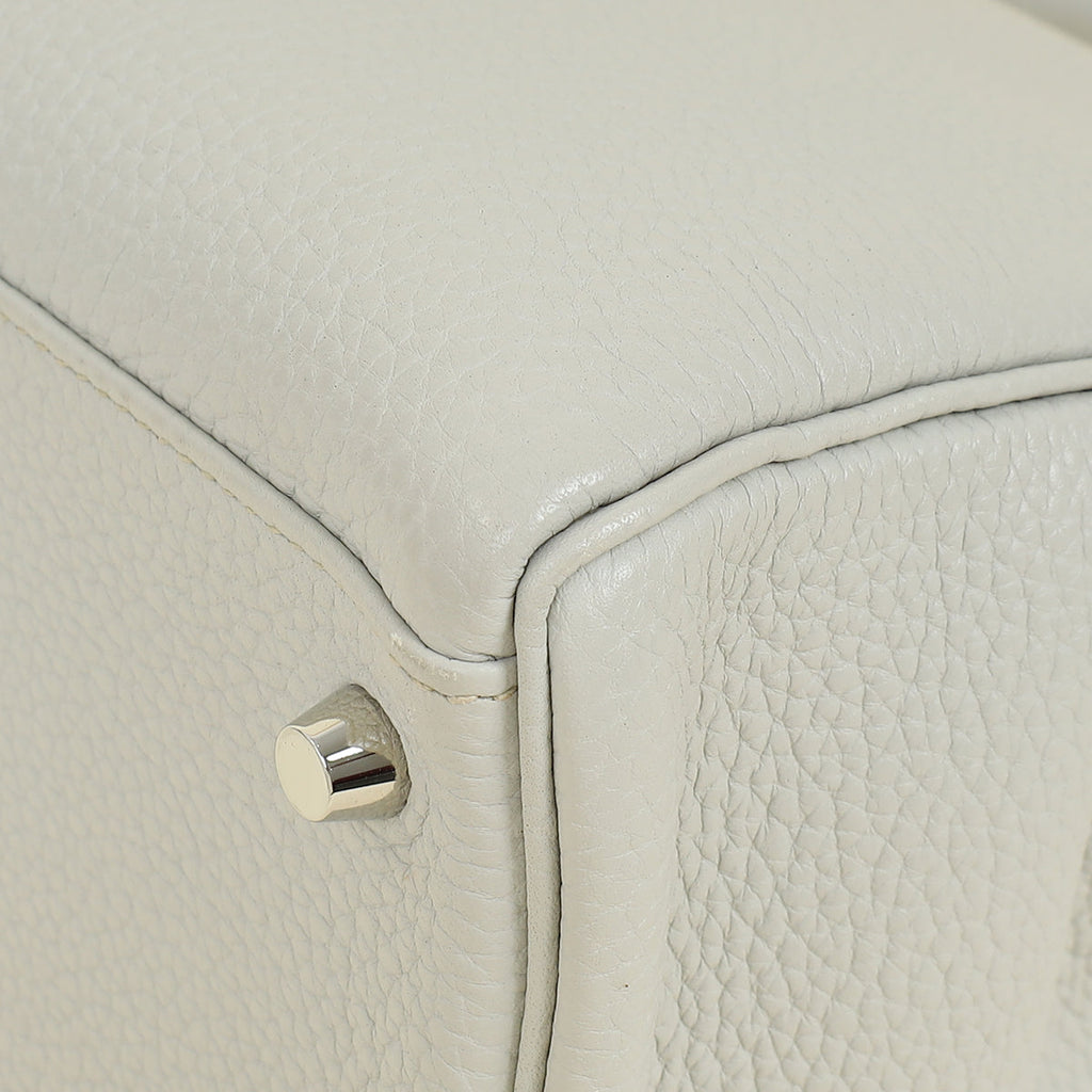 Hermes Gris Perle Retourne Kelly 32 Bag w/ Toile Sangle Strap