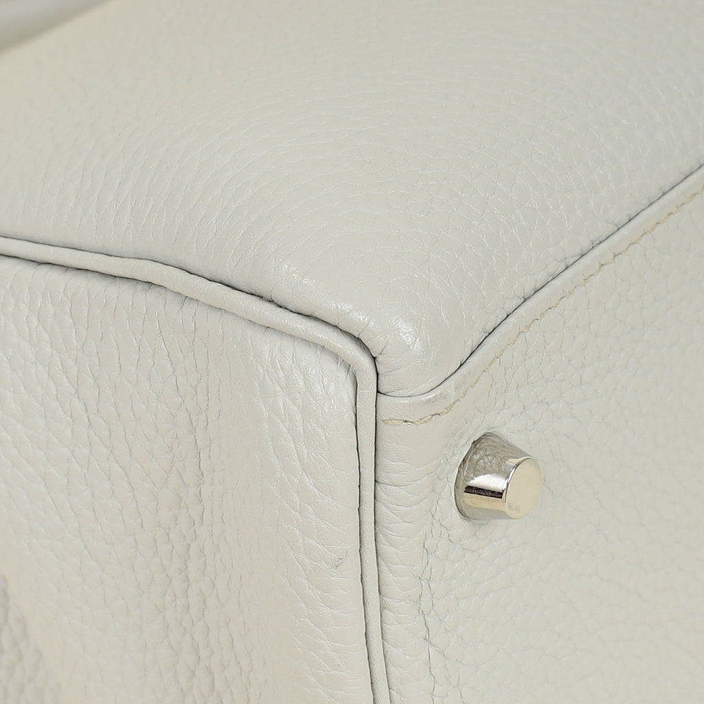 Hermes Gris Perle Retourne Kelly 32 Bag w/ Toile Sangle Strap