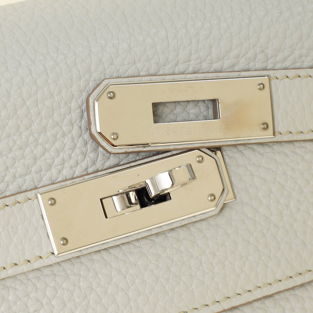 Hermes Gris Perle Retourne Kelly 32 Bag w/ Toile Sangle Strap