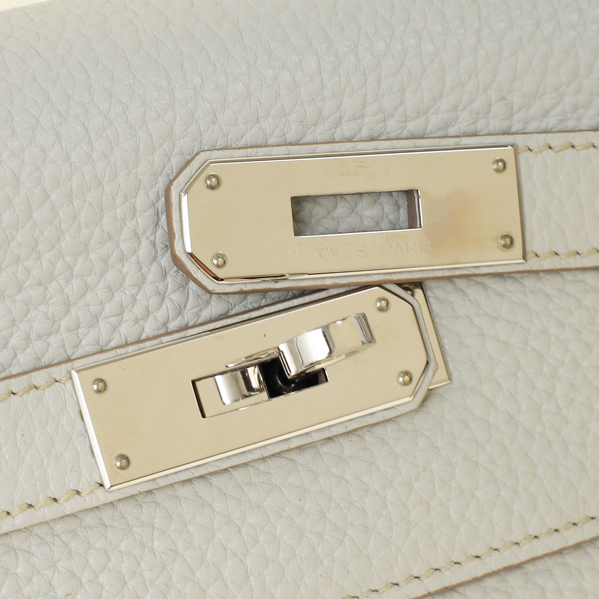 Hermes Gris Perle Retourne Kelly 32 Bag w/ Toile Sangle Strap