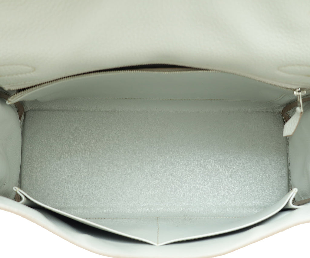 Hermes Gris Perle Retourne Kelly 32 Bag W/ Toile Sangle Strap