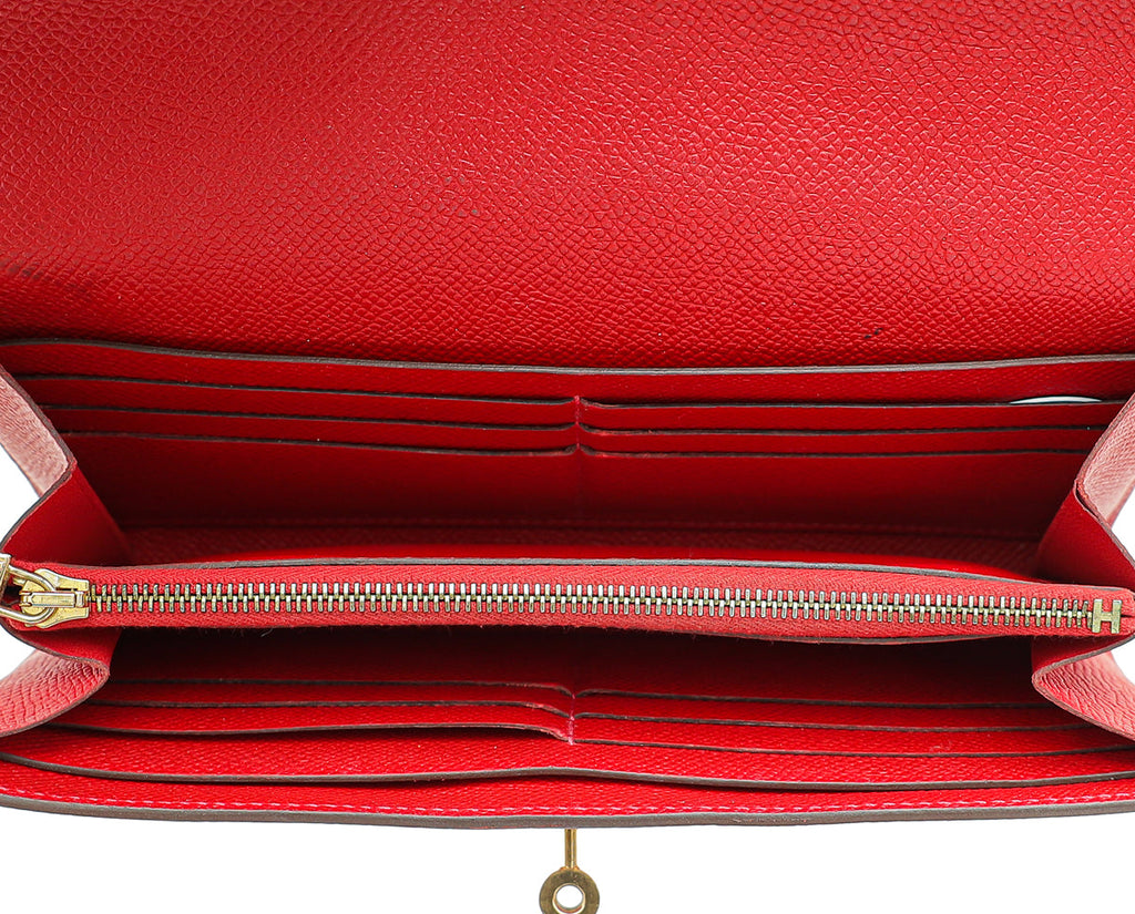 Hermes Rouge Kelly Classic Wallet