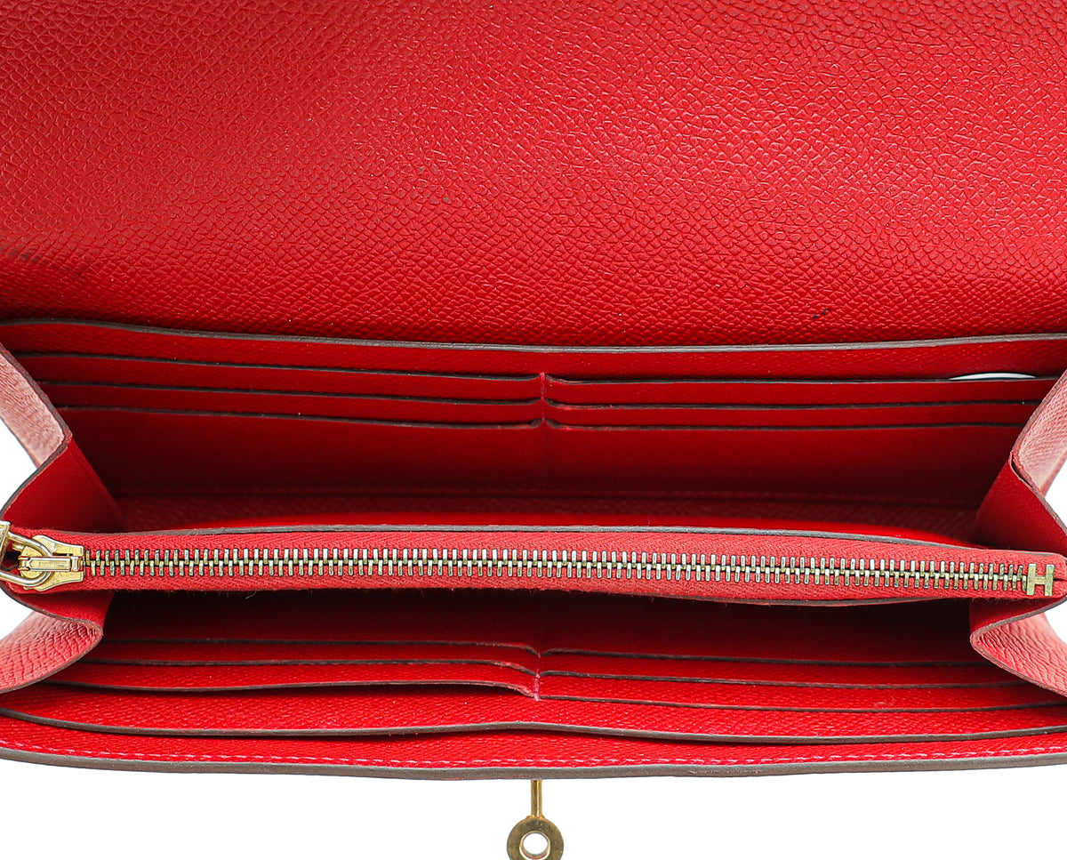 Hermes Rouge Kelly Classic Wallet