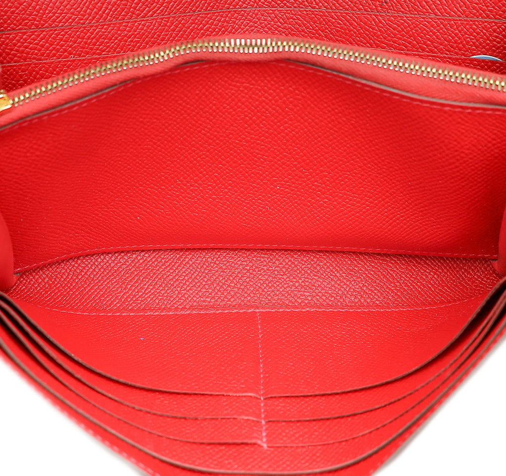Hermes Rouge Kelly Classic Wallet