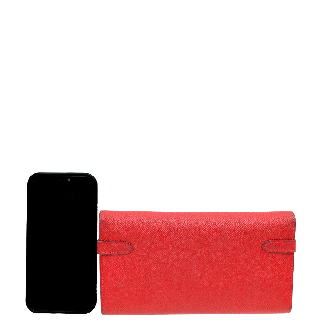 Hermes Rouge Kelly Classic Wallet